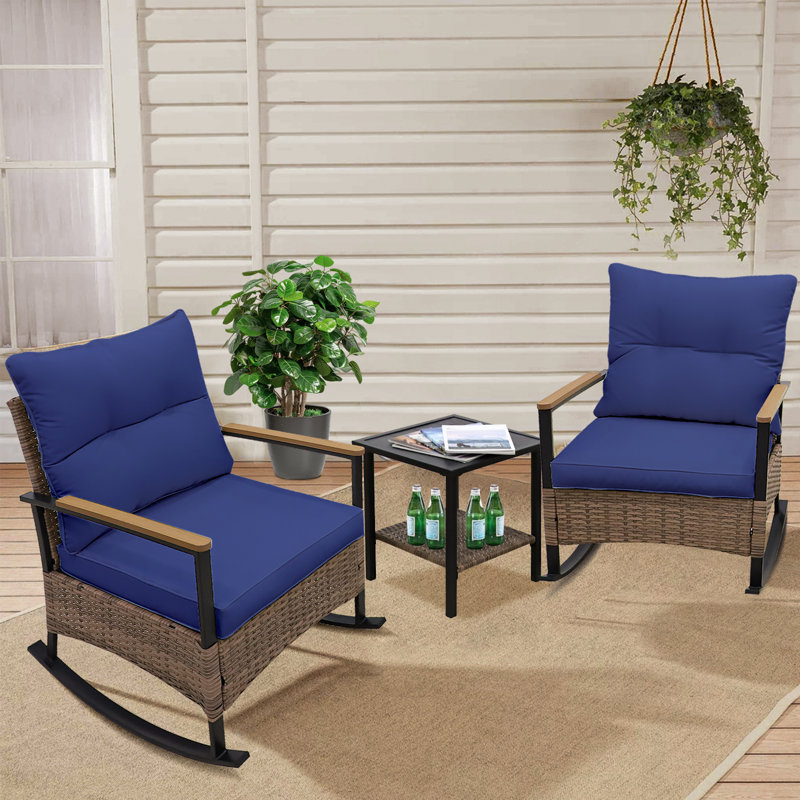 Evica 2 - Person Outdoor Seating Group with Cushions, Blue