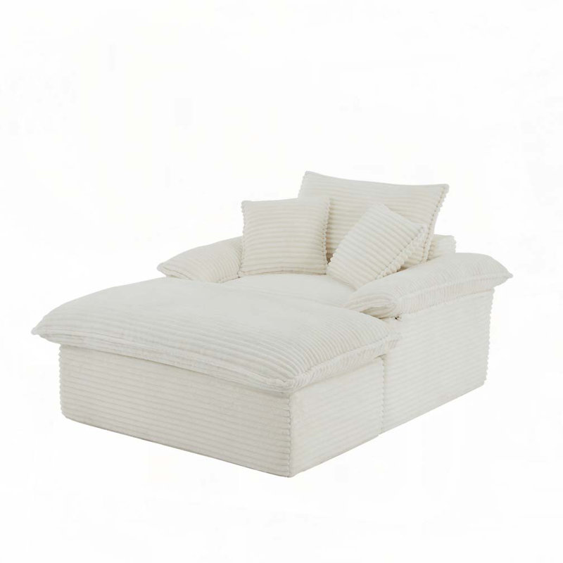 Accent Armchair With Ottoman, White