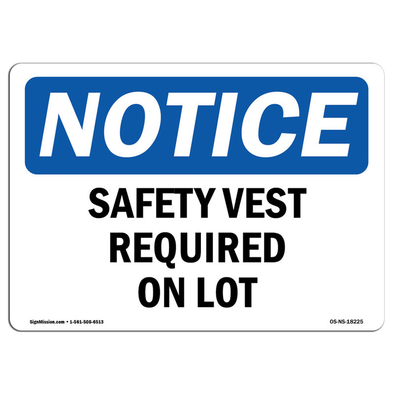 Gilet de sécurité requis sur l'enseigne de lot