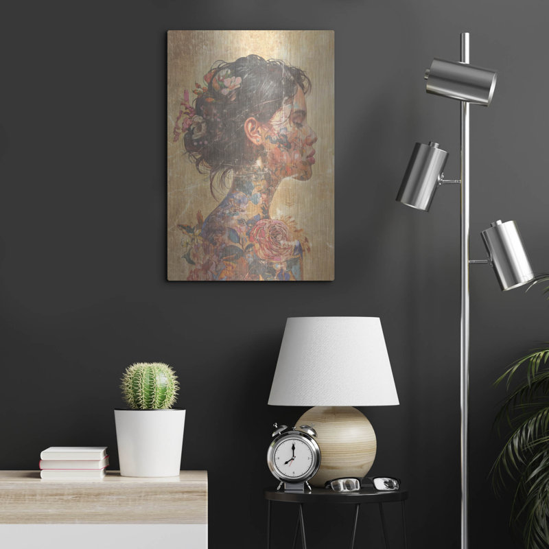 Art mural en métal Winston Porter «Geisha With Flowers» par Svetlana Aleynikova, H 24 po x l 16 po