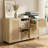 37.4"W Rattan Filing Cabinet With Lockable Drawers & Wheels And Adjustable Hanging Bars