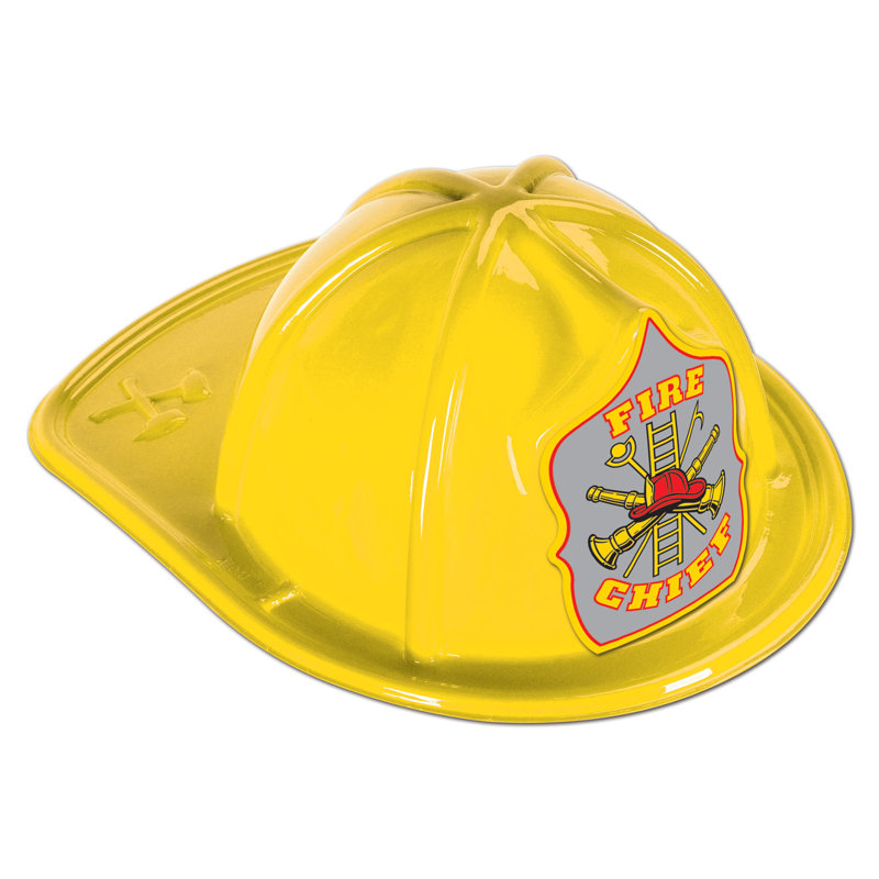 Chapeau de chef pompier en plastique, Jaune