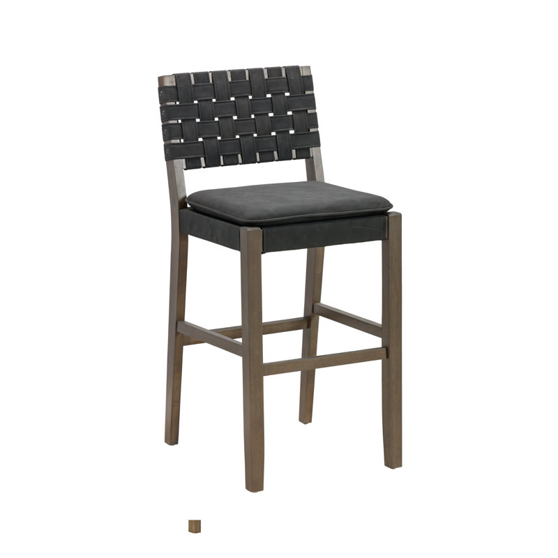 Cohen Black Faux Leather and Wood Bar Stool