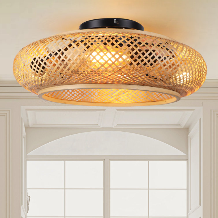 Aadhyasri 20" Rattan Caged Ceiling Fan With Light Kit And Remote Control
