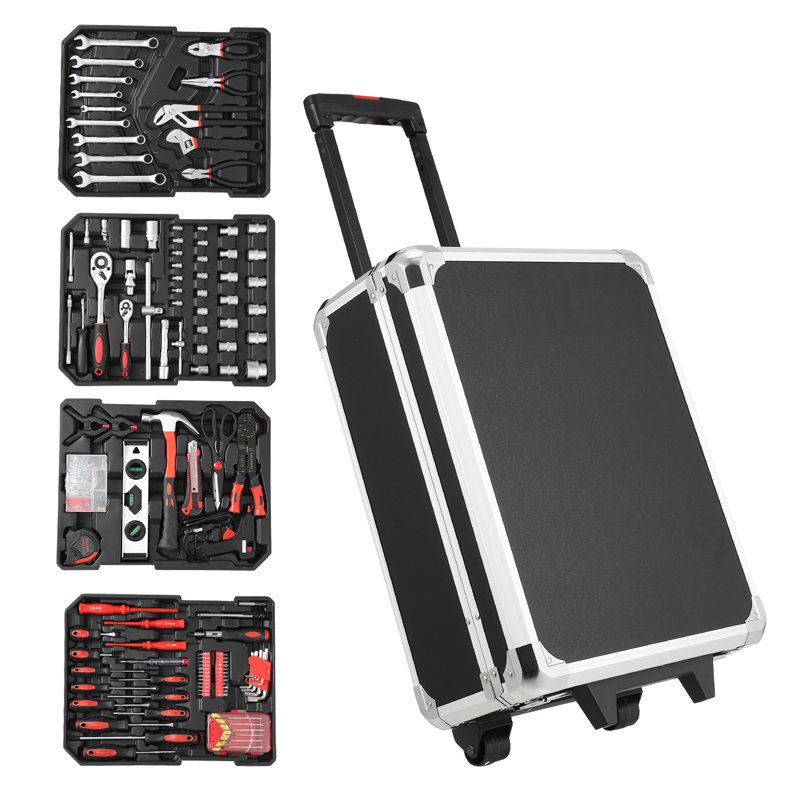 800-Piece Complete Professional Tool Kit with Rolling Trolley Case - Comprehensive Socket & Wrench Set - For Home, Auto Repair & DIY - Portable Hand Tools for Mechanics and Household Maintenance