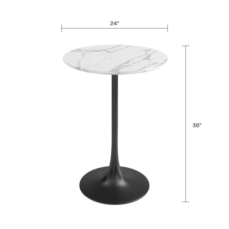 Table de salle à manger à hauteur de comptoir Bellamia 24 po avec base en acier, Noir