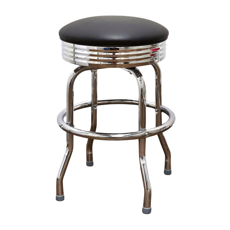 Tabouret de bar et de comptoir pivotant à un anneau Retro Home, Noir, noir, noir, noir