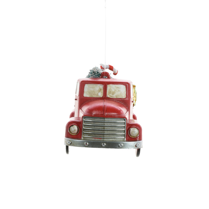 Ornement en forme de camionnette suspendue rouge (paquet de 4)