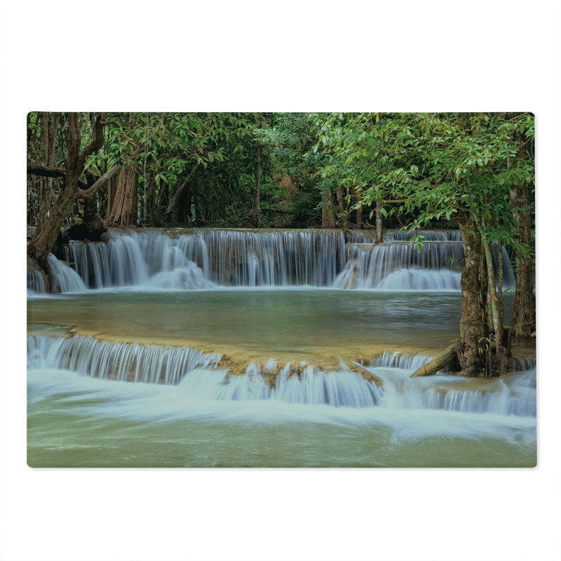 Planche à découper Ambesonne, grande taille, cascade Kanchanaburi, vert, brun, gris