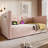 Upholstered Twin Size Daybed, Hydraulic Storage Twin Bed Frame With USB & Type-C Charging, Bed Frame With Wooden Slats And Tufted Sofa Back, Pink, Velvet (Without Mattress)-221131358