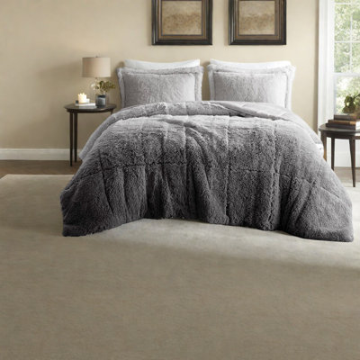 Ensemble de literie luxueuse en fausse fourrure ombrée, double / grand, polyester doux et confortable