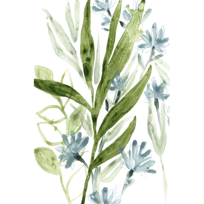 Meadow Blues II -  Painting, 91cm H x 61cm W, Black Floater Frame