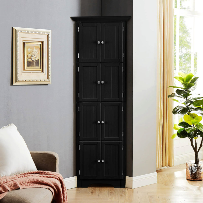Grande armoire de rangement avec portes et 4 tablettes pour le salon