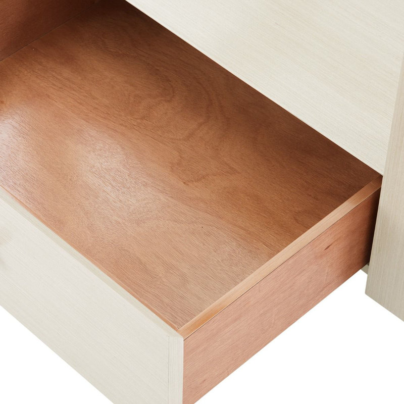 Gavin Glass End Table, Blanched Oak
