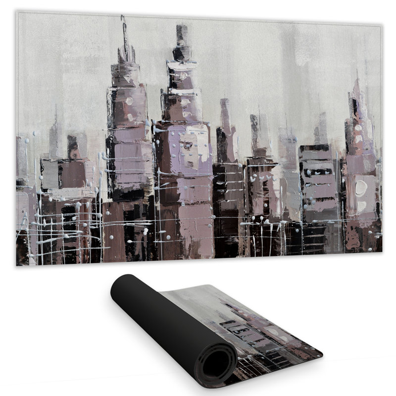 Abstract Grayscale Cityscape - Gray Modern Gaming Mat | Decor