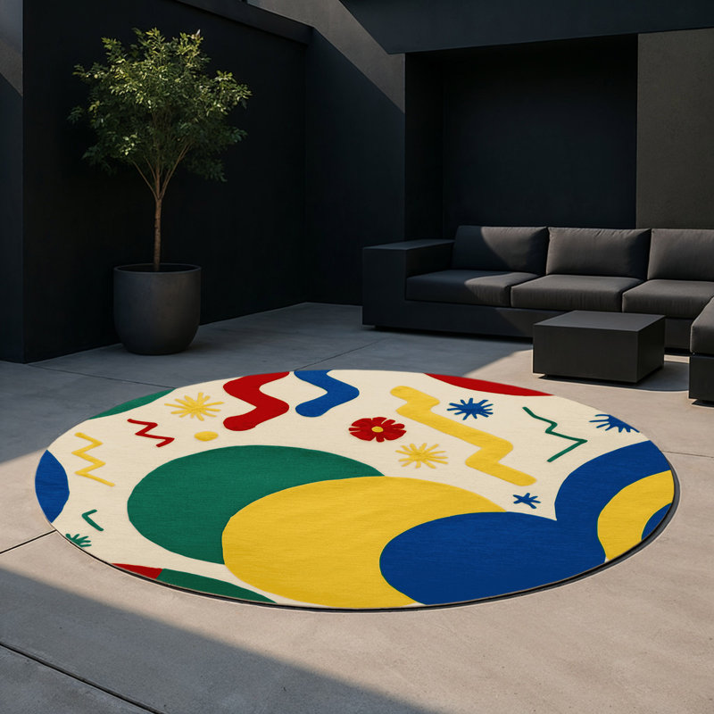 Sleek Bounce Indoor And Outdoor Area Rug, Round 5'