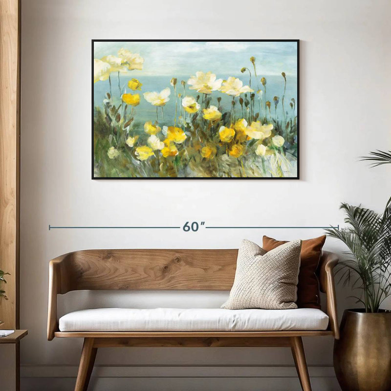 Champ de coquelicots, Cadre flottant noir, 40 po x 27 po
