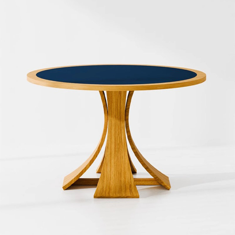 Blue&Burlywood Round Manufactured Wood Dining table, 29.53"H x 39.37"L x 39.37"W