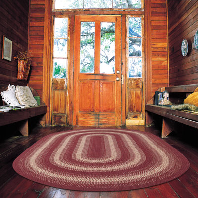 Jamestown Braided Jute Reversible Burgundy/Blue/Cream Rug