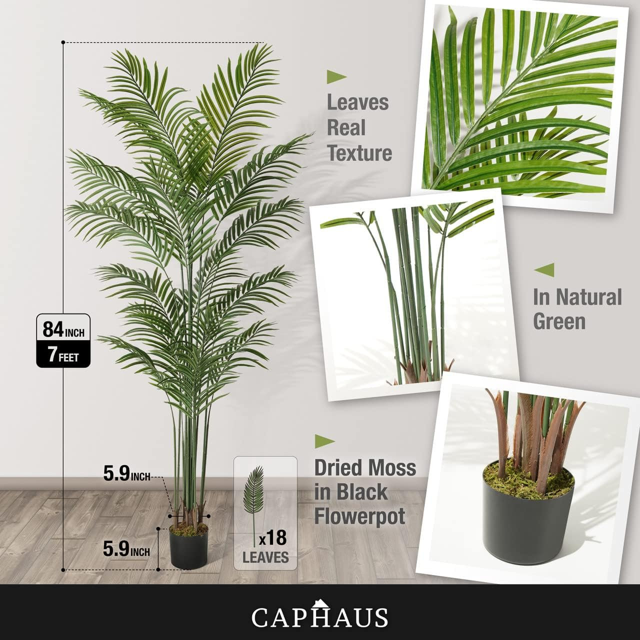 Palm Tree in Pot, 84" H x 5.91" W x 5.91" D
