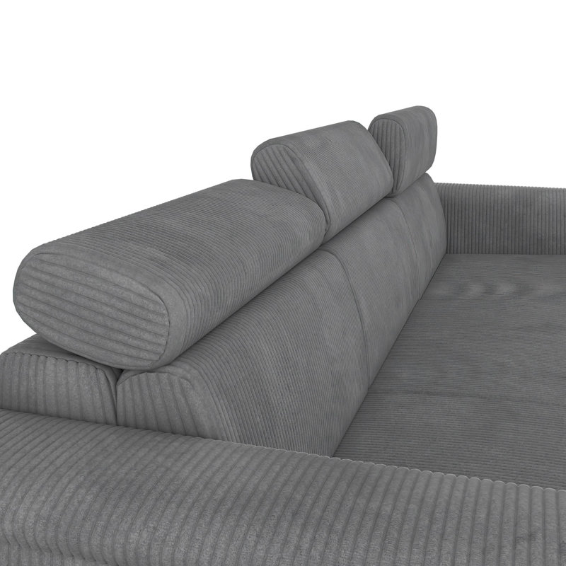 Fairmont Reclining Corduroy Sectional Sofa With Chaise, Steel Gray Corduroy, Left Hand Facing