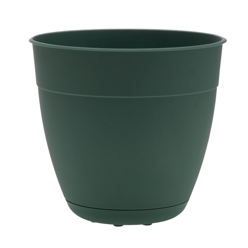 Jardinière intérieure / extérieure en plastique recyclé Dayton avec soucoupe attachée, Vert tortue