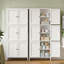 Armoire de rangement haute pour salle de bain avec 6 portes, armoire de rangement autoportante avec tablettes réglables, armoire de rangement pour cuisine, salon, blanc