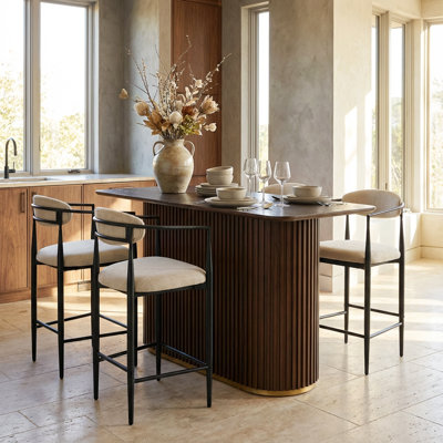 Ensemble de bar 5 pièces Kyra avec tabourets décoratifs Mid-Century