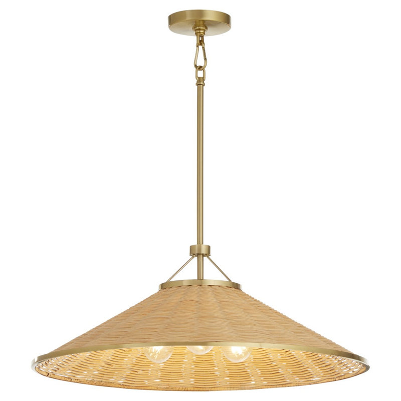 Luminaire suspendu 3 lumières Aseeb, Laiton antique