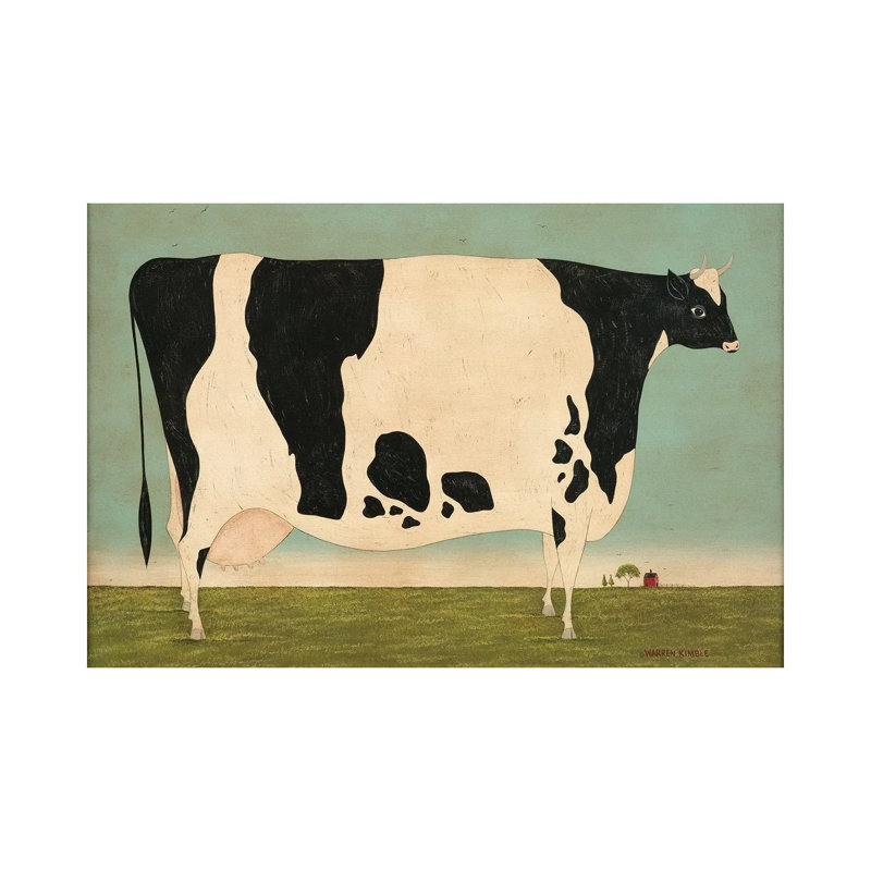 Grande vache du Vermont - reproduction d'art murale encadrée, H 40 po x l 60 po, Toile tendue, Ne s’applique pas