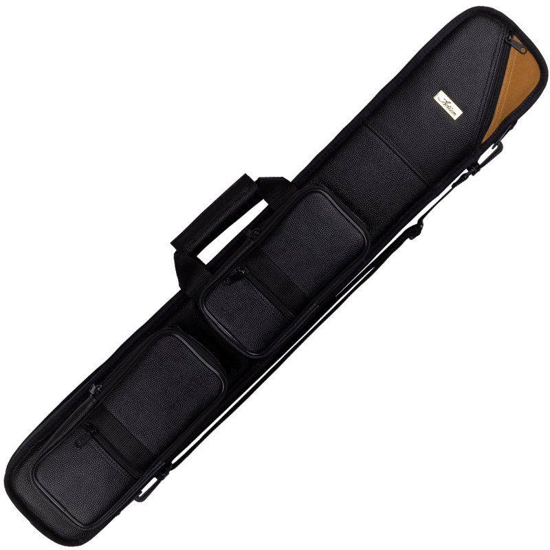 Black and Tan Vinyl Soft Pool Cue Case for 2 Butts and 4 Shafts