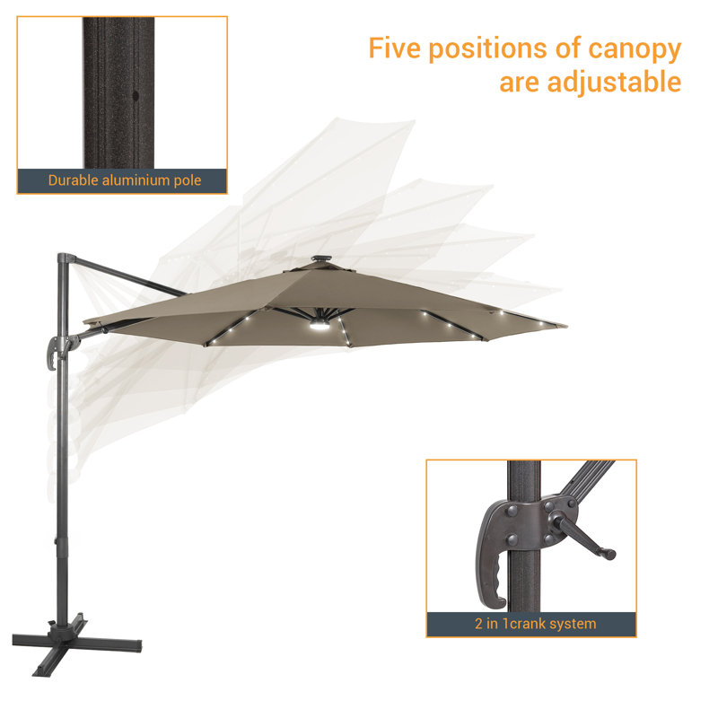 Parasol en porte-à-faux 132,1 po Sabnam, Taupe