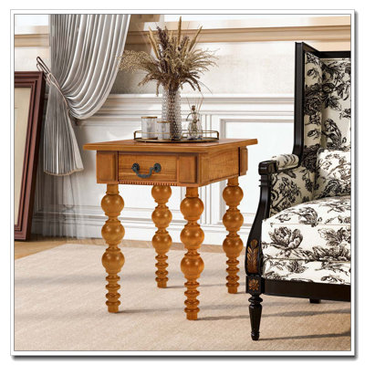 Solid Wood End Table with Drawer