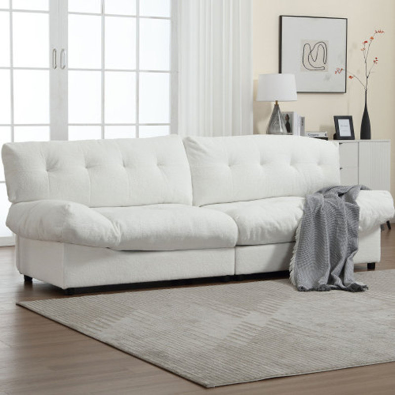 Divan-lit rembourré confortable pour le salon, appartement, Polyester blanc