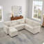 Canapé modulaire Basic, canapé d'angle en forme de L avec siège et repose-pieds de rangement, canapé d'angle en chenille avec 7 sièges et 2 coussins décoratifs-2089771866