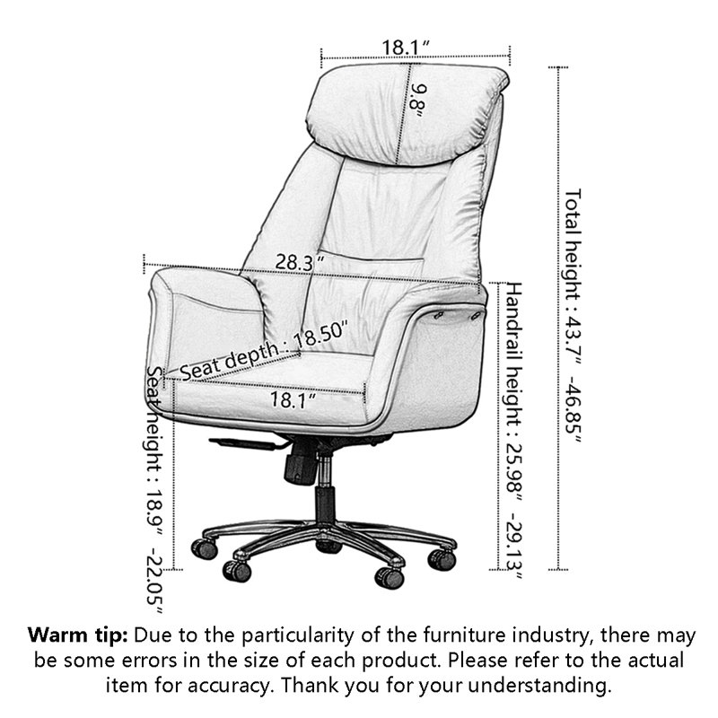 Chaise de bureau élégante et moderne avec appui-tête rembourré
