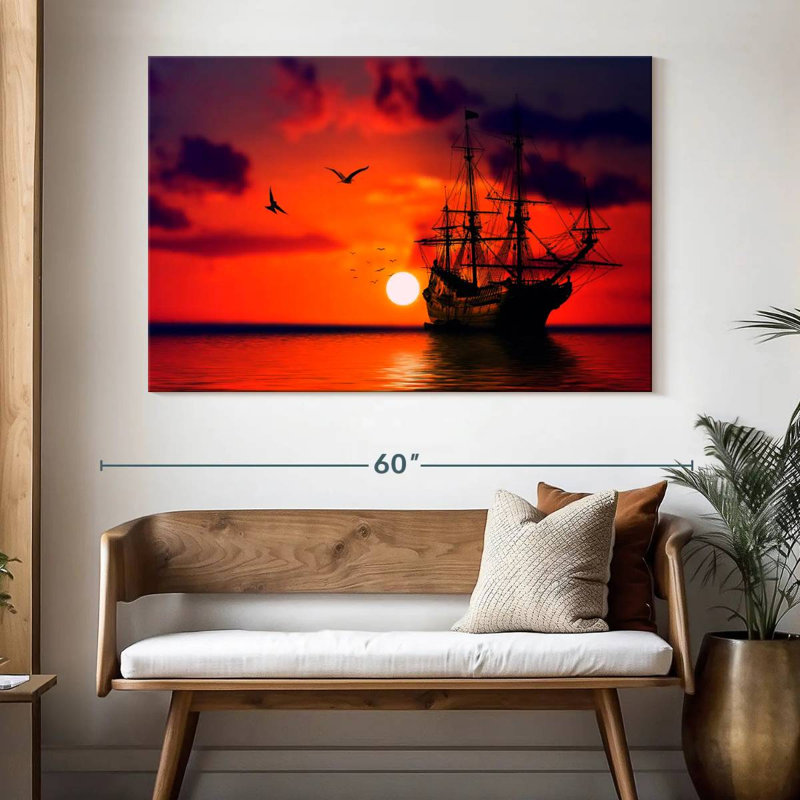 Mehar Ship Sunset, 34" H x 51" W