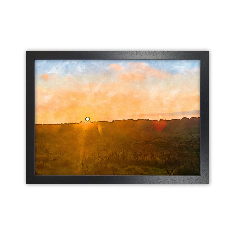 Sunset Over Dartmoor Landscape - Print, Black Framed, 34cm H x 46cm W x 3cm D