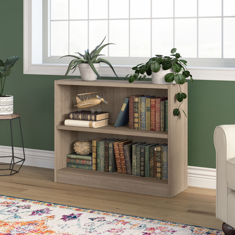 Paulica Small 2 Shelf Bookcase, Storage and Display Bookshelf for Home Office and Living Room, Ash Gray