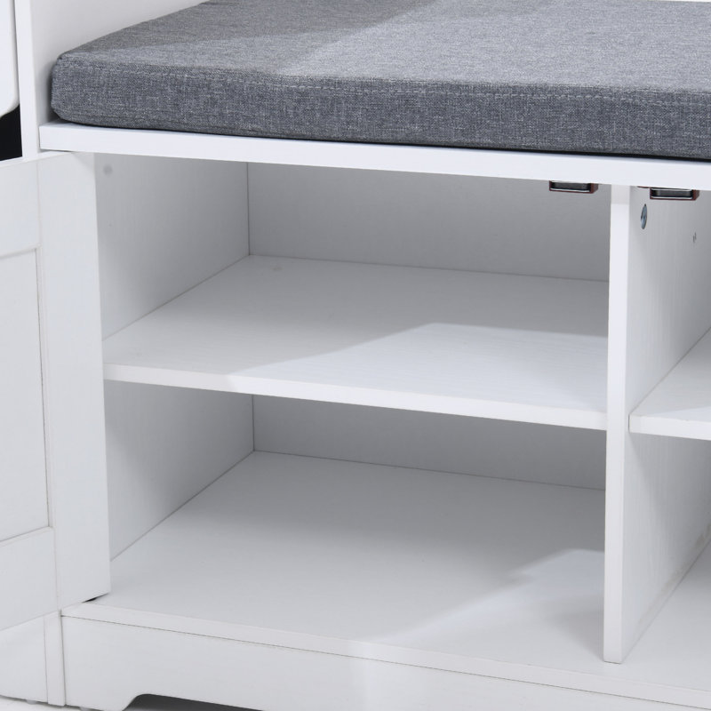 8 Pair Shoe Storage Bench, White/Grey