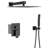 10 Inch Wall Mounted Dual Shower - Matte Black With Rainfall And Handheld Shower, 1.8 Gpm, Stainless Steel, Practical Design Head Mounted, Flange/ Included-127233233