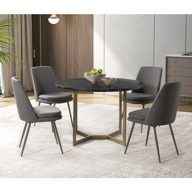Ensemble repas pour 4 personnes Asiel, Gris anthracite, Noir / gris