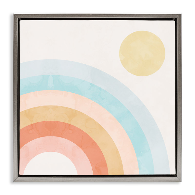 «Retro Rising Sun Rainbow Arches» par Daphne Polselli, Gris, H 18 po x l 18 po