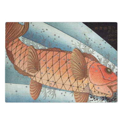 Tempered Glass Carp by Yashima Gakutei Chopping Board