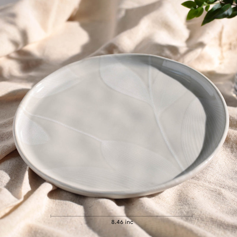 Handcrafted Round Porcelain Salad/Dessert Plates, Set of 6