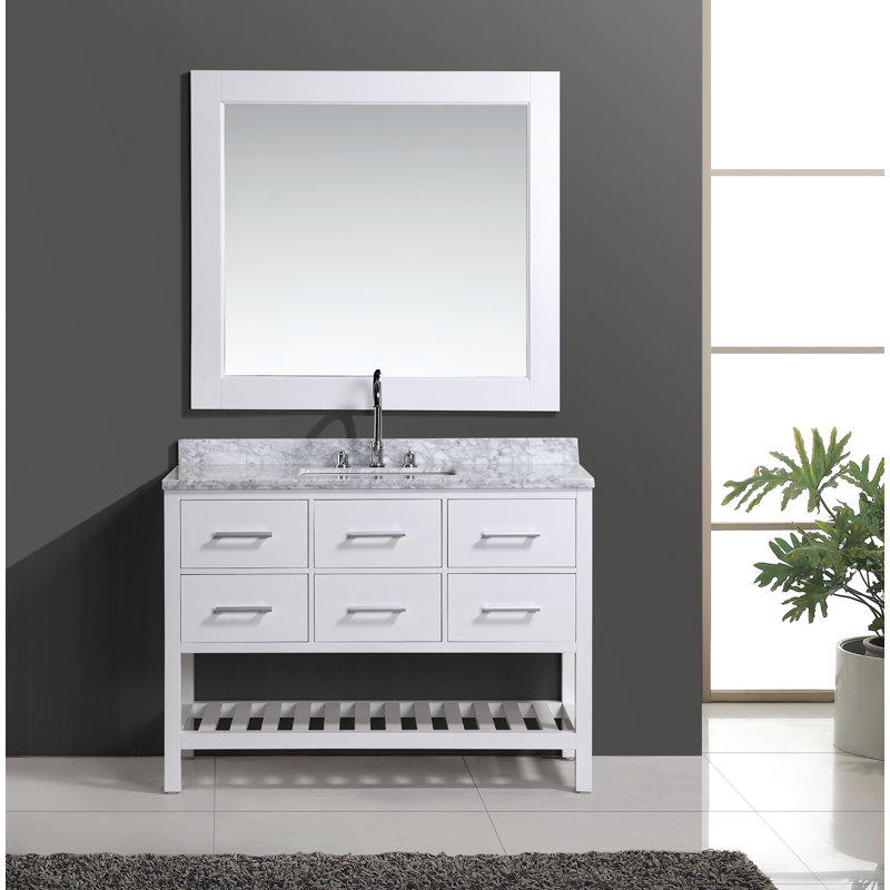 Ensemble de meuble-lavabo de salle de bain simple avec miroir 48 po Kanode, Blanc