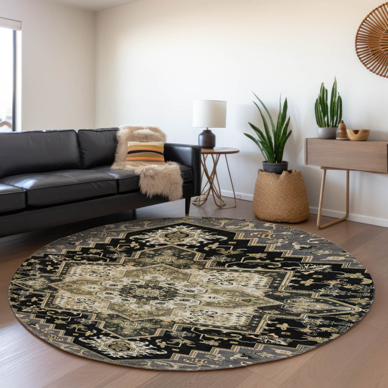 Premium Machine Washable Cossette AMF1036 Oriental Rug, Round 8'