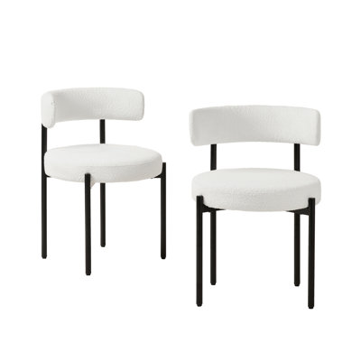 Boucle Upholstered Side Dining Chairs