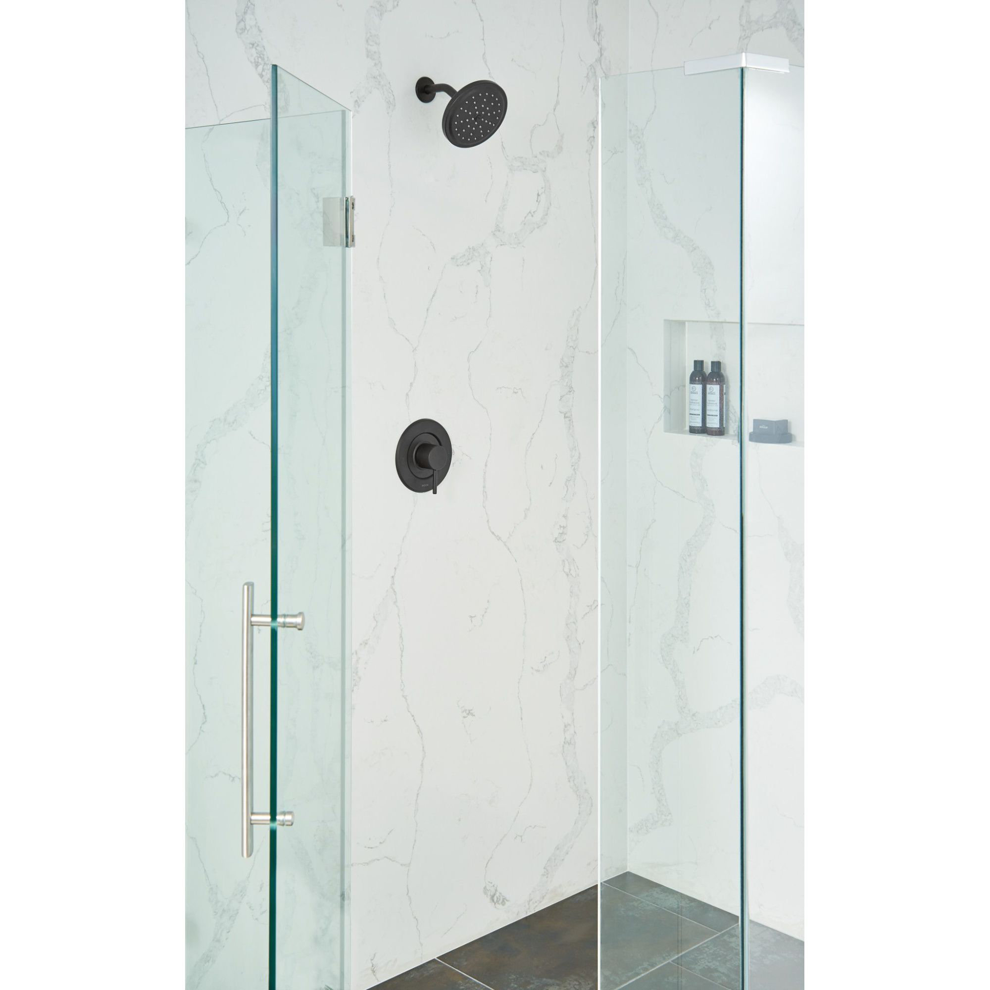 Align Posi-Temp Shower Arm with Faucet Trim, Matte Black