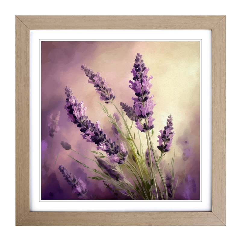 Lavender Flower Digital Art - Framed Print, Oak Framed